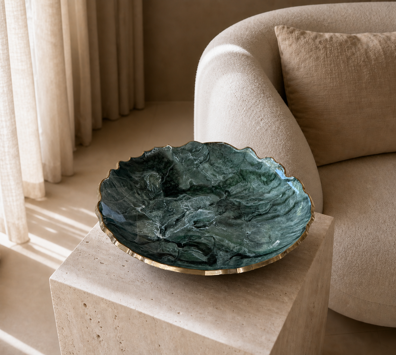 Green Platter 12" geode design epoxy resin