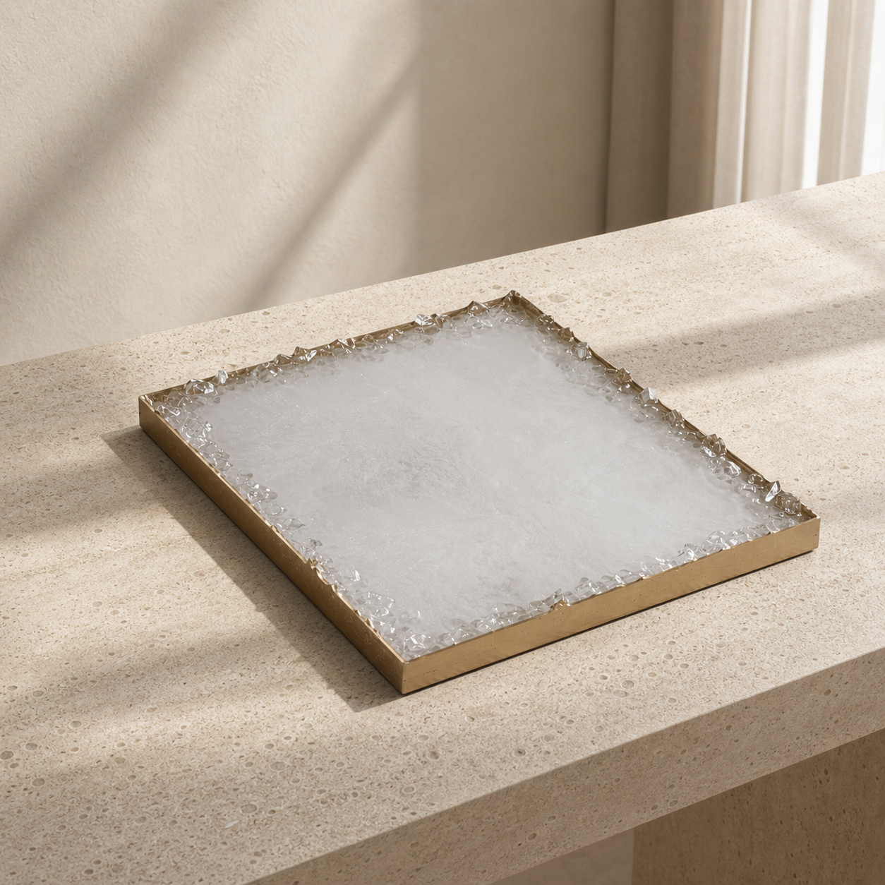 White rectangle tray handmade epoxy resin geode design, 3 sizes