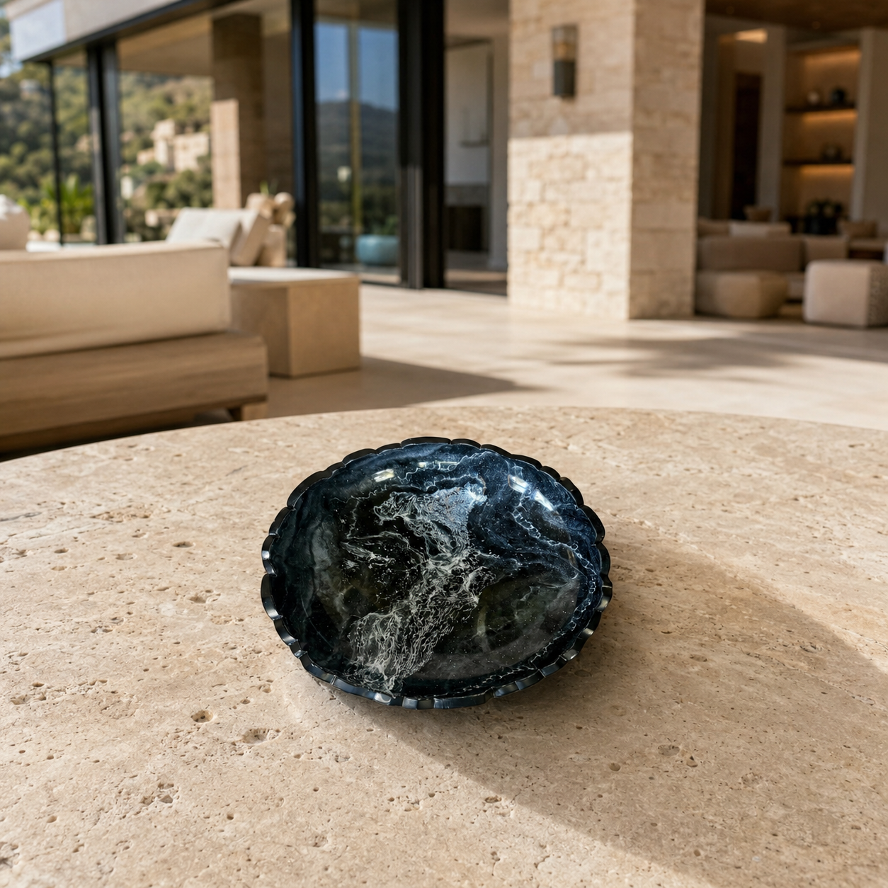 Small Black bowl, 8x2" geode design epoxy resin