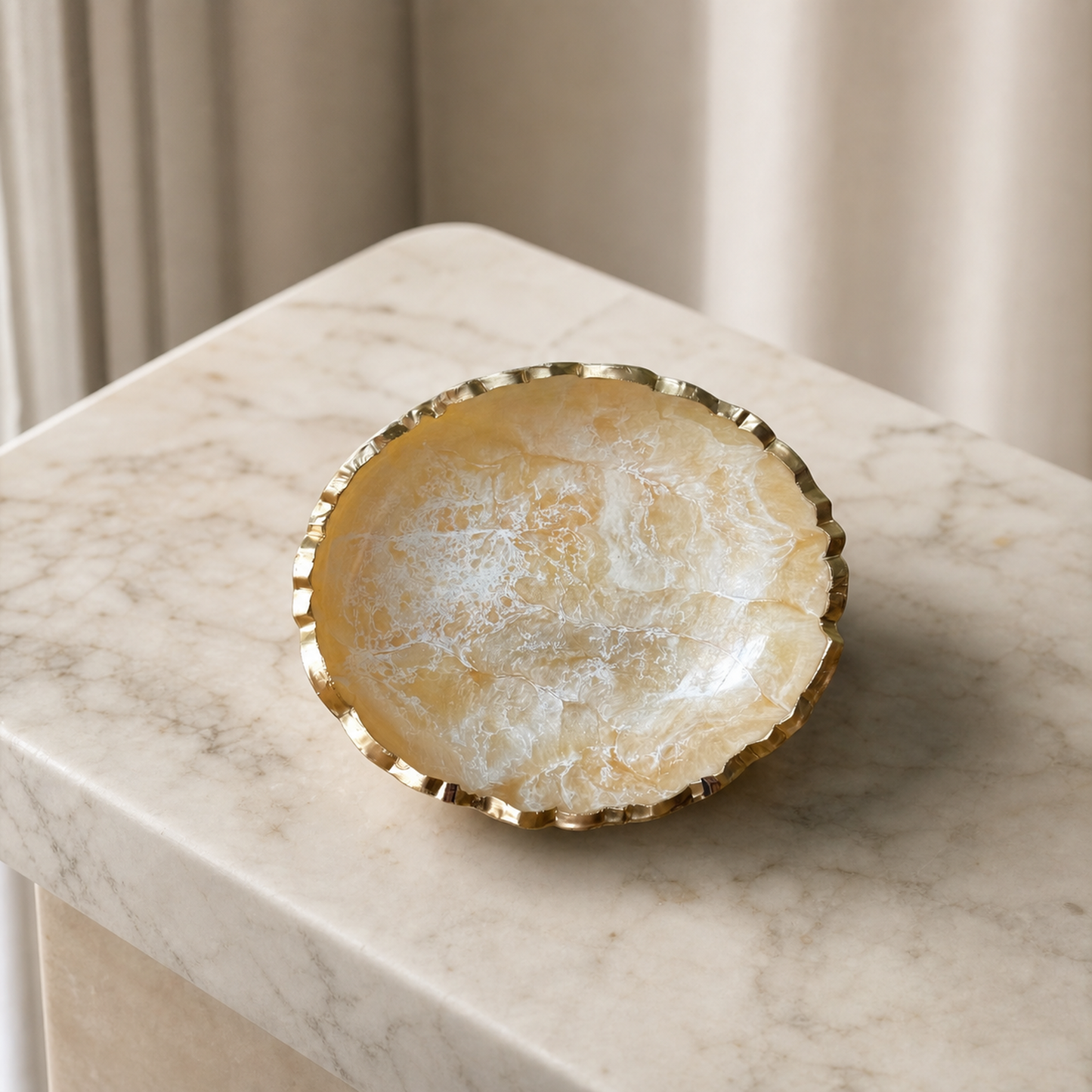 Small Cream bowl, 8x2" geode design epoxy resin
