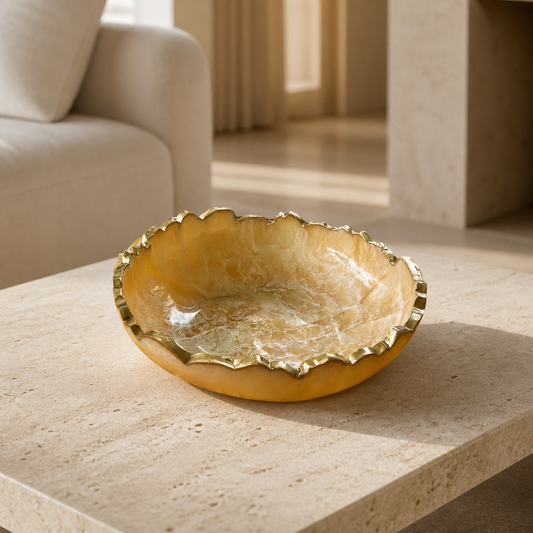 Small Cream bowl, 8x2" geode design epoxy resin