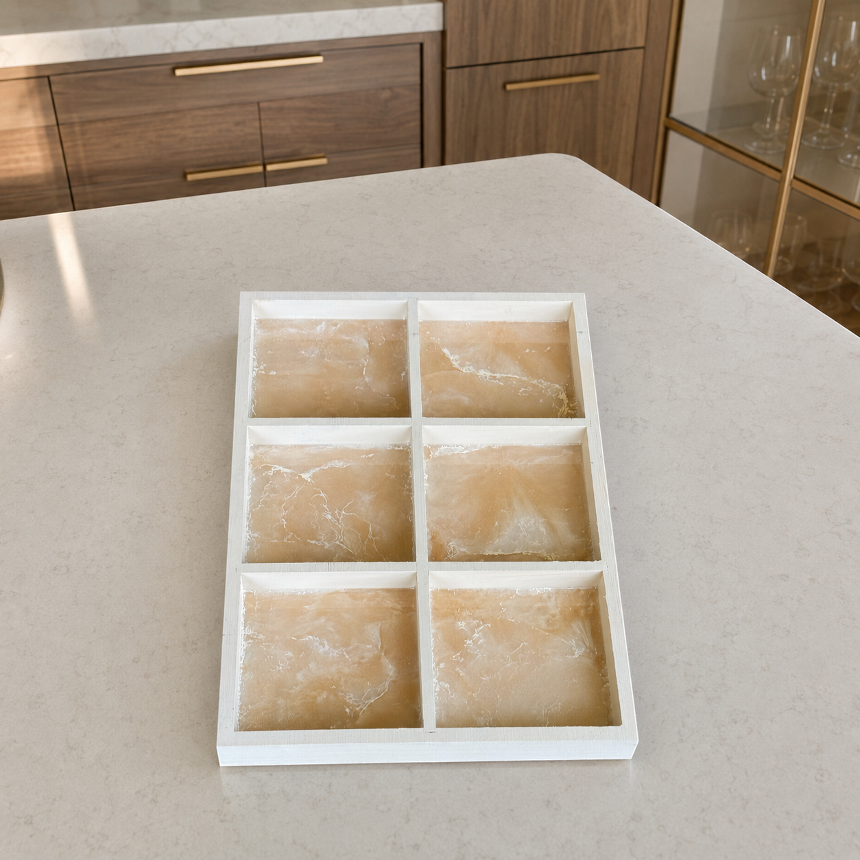 Geode Design Sectioned Serving Tray – Handmade Epoxy Resin Organizer