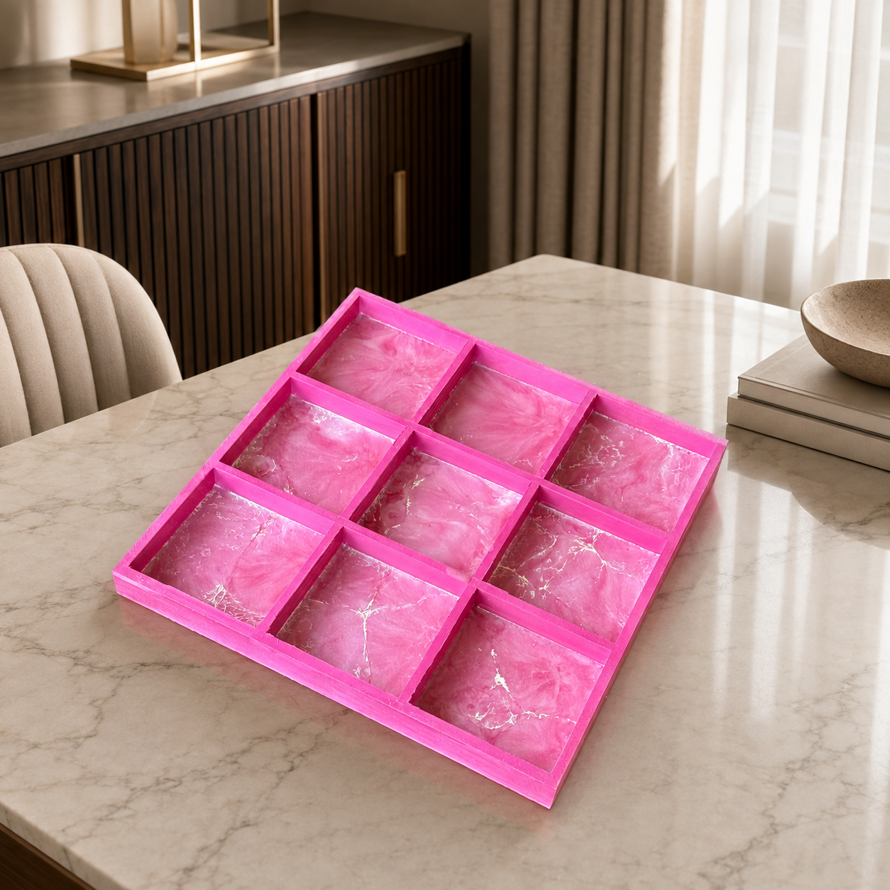 Geode Design Sectioned Serving Tray – Handmade Epoxy Resin Organizer