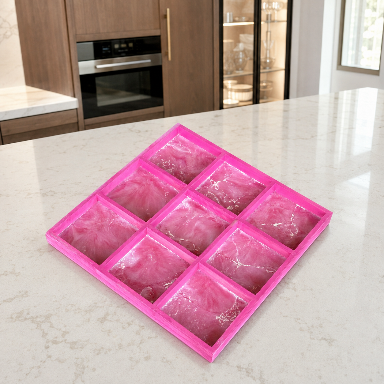 Geode Design Sectioned Serving Tray – Handmade Epoxy Resin Organizer