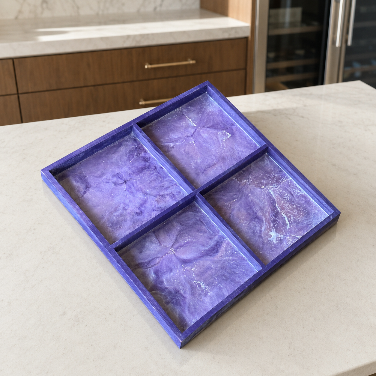 Geode Design Sectioned Serving Tray – Handmade Epoxy Resin Organizer