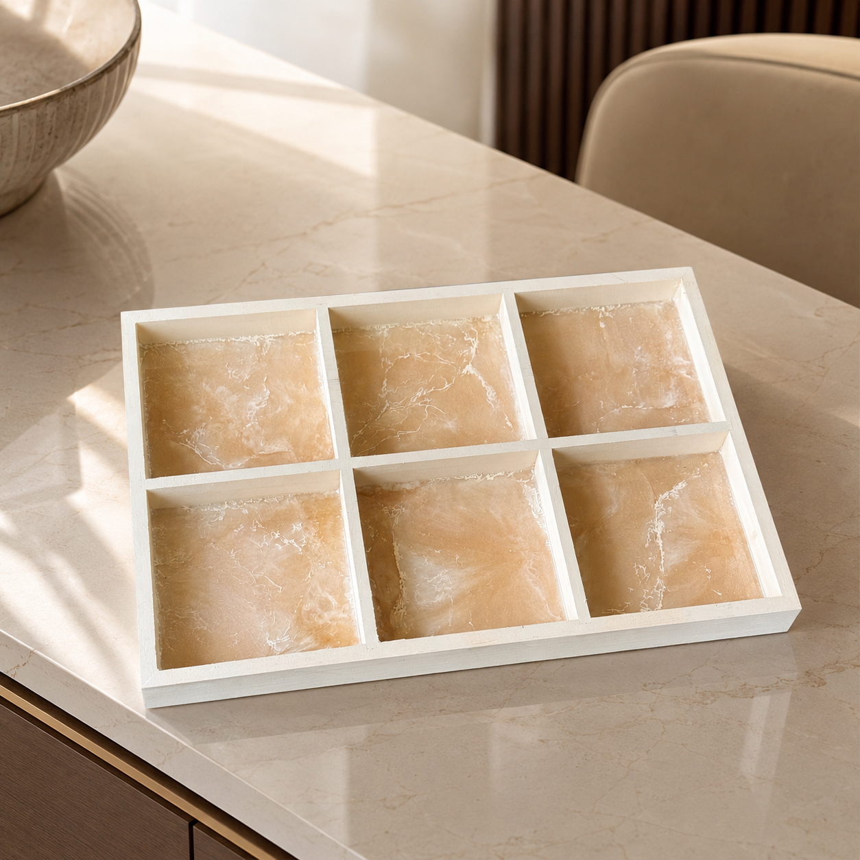 Geode Design Sectioned Serving Tray – Handmade Epoxy Resin Organizer