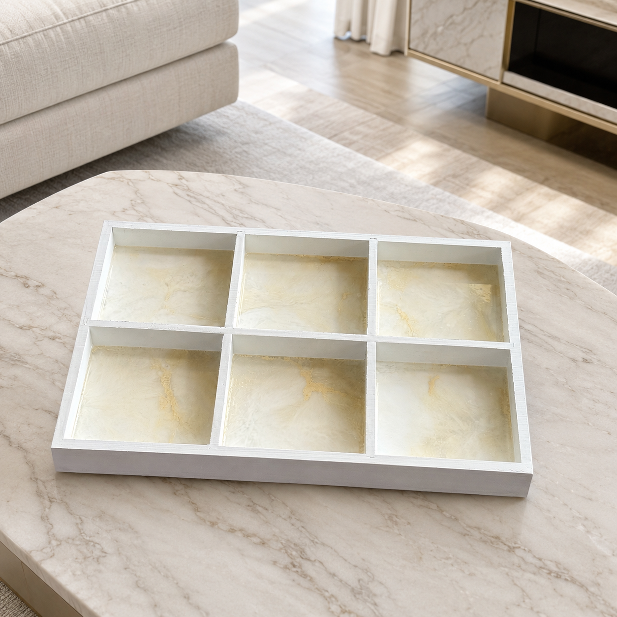 Geode Design Sectioned Serving Tray – Handmade Epoxy Resin Organizer
