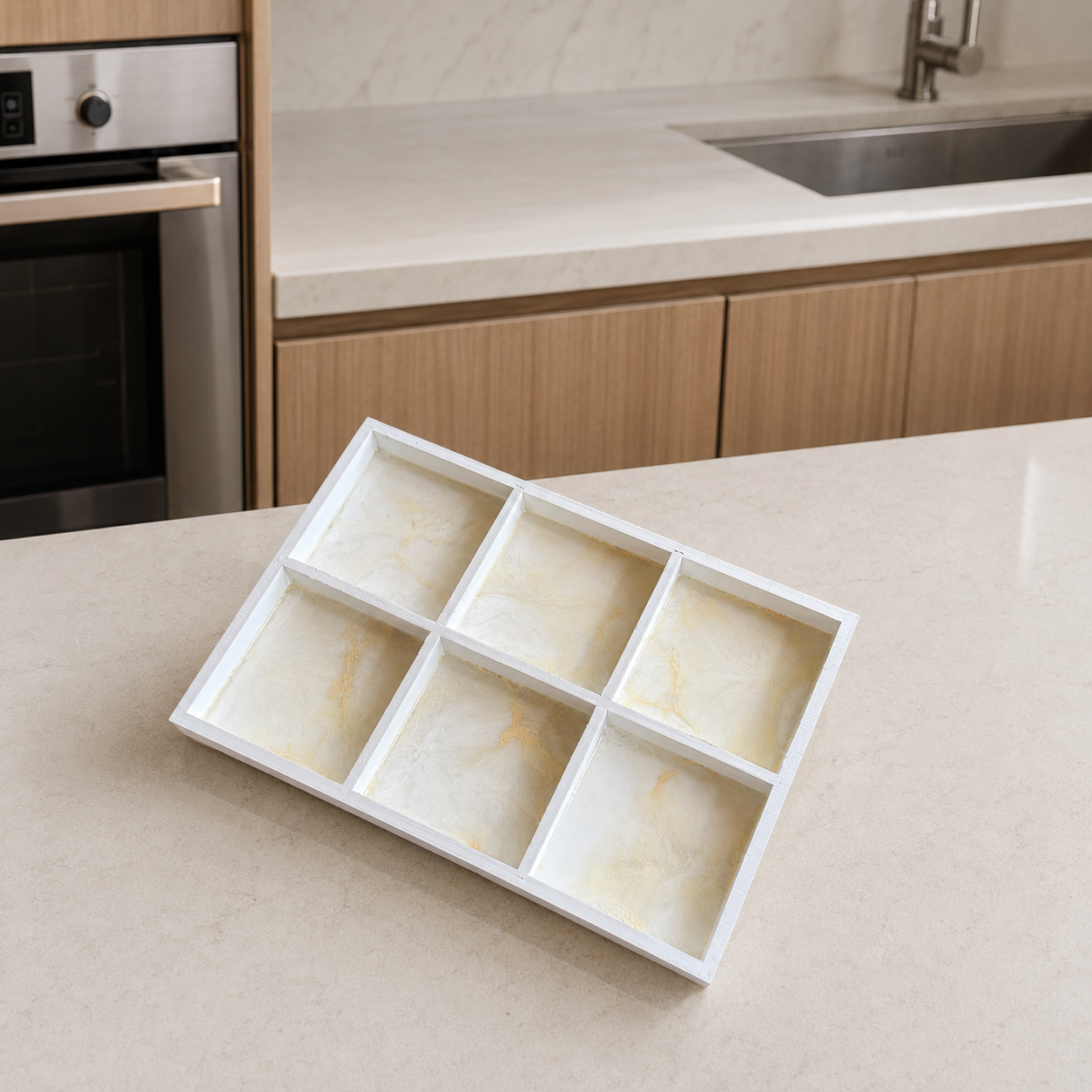 Geode Design Sectioned Serving Tray – Handmade Epoxy Resin Organizer