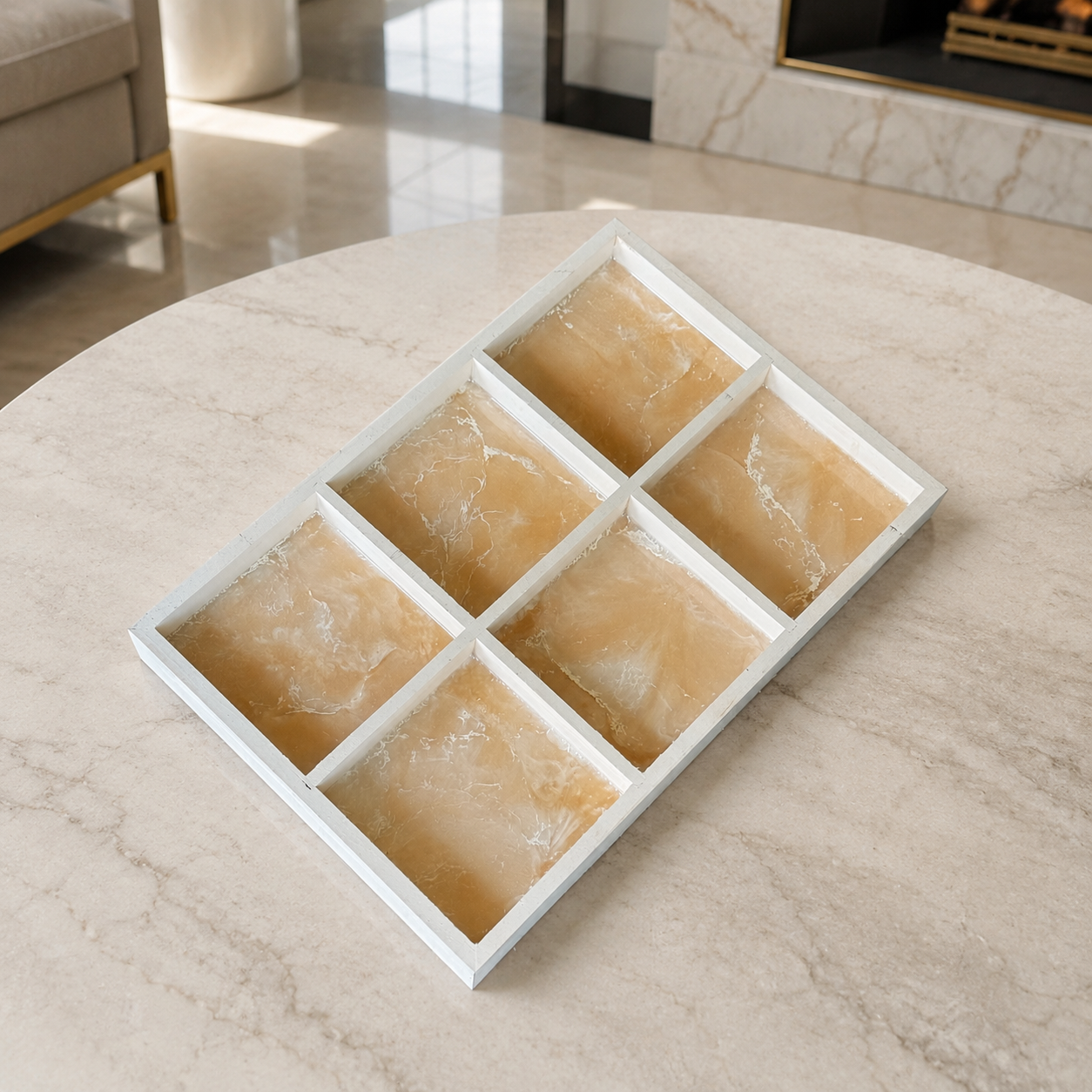 Geode Design Sectioned Serving Tray – Handmade Epoxy Resin Organizer