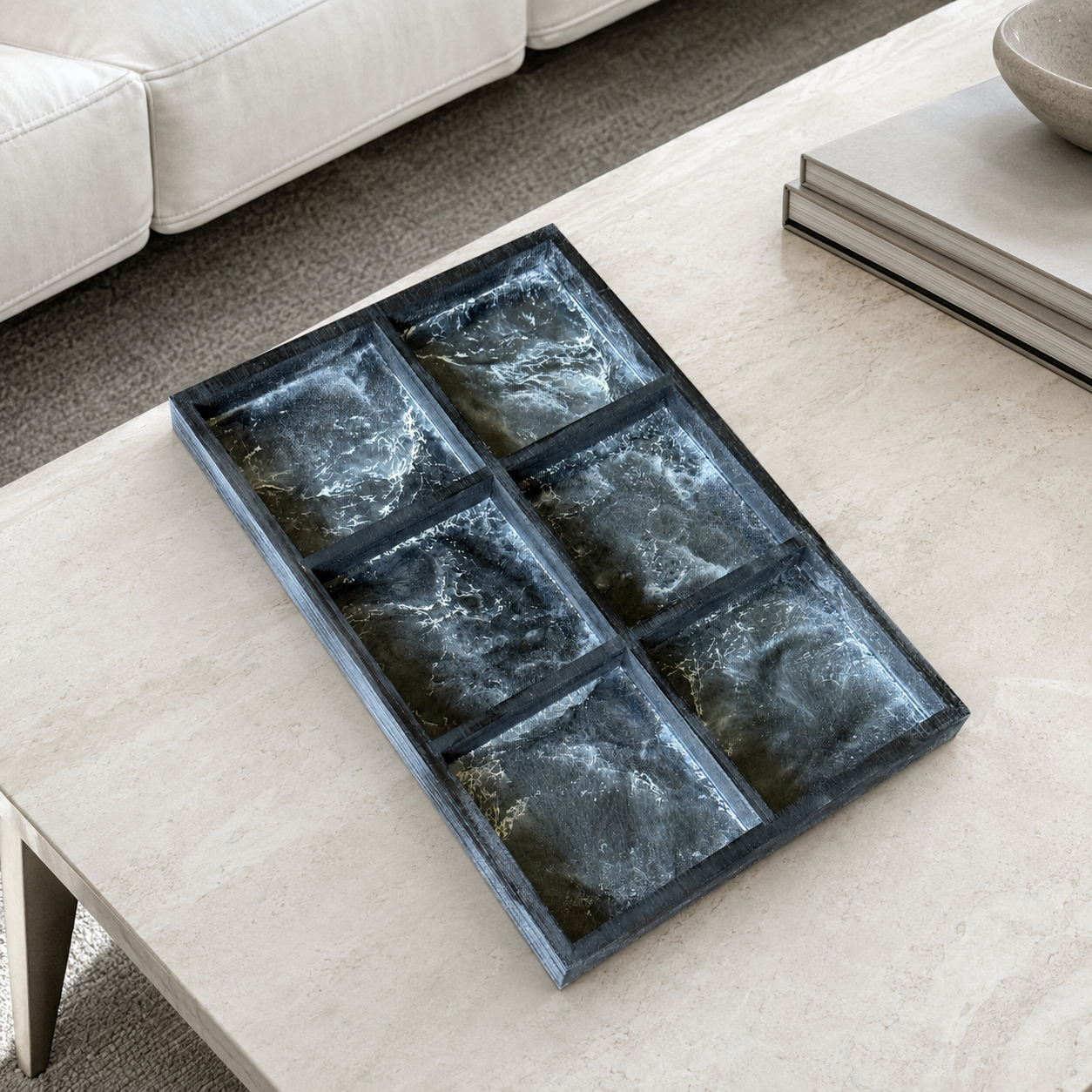 Geode Design Sectioned Serving Tray – Handmade Epoxy Resin Organizer