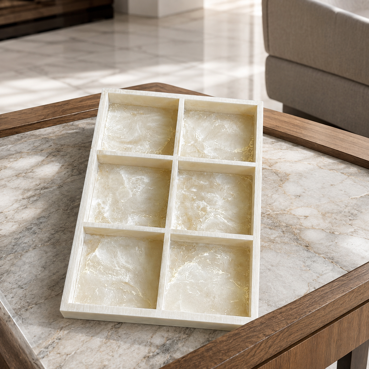 Geode Design Sectioned Serving Tray – Handmade Epoxy Resin Organizer