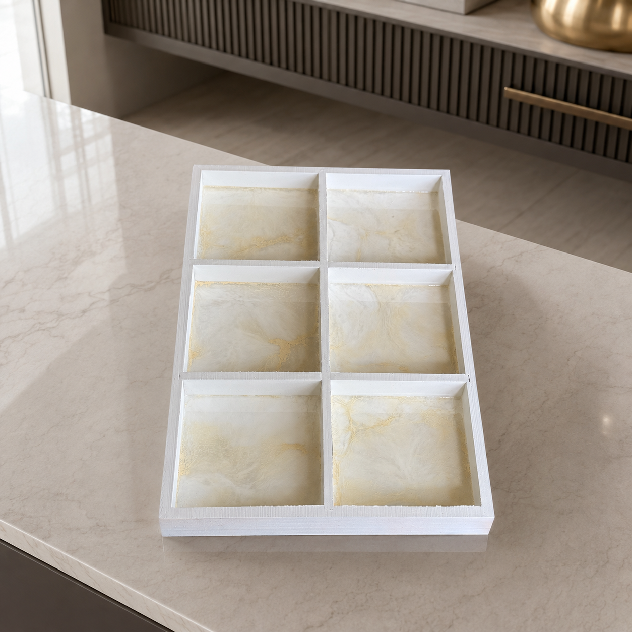 Geode Design Sectioned Serving Tray – Handmade Epoxy Resin Organizer