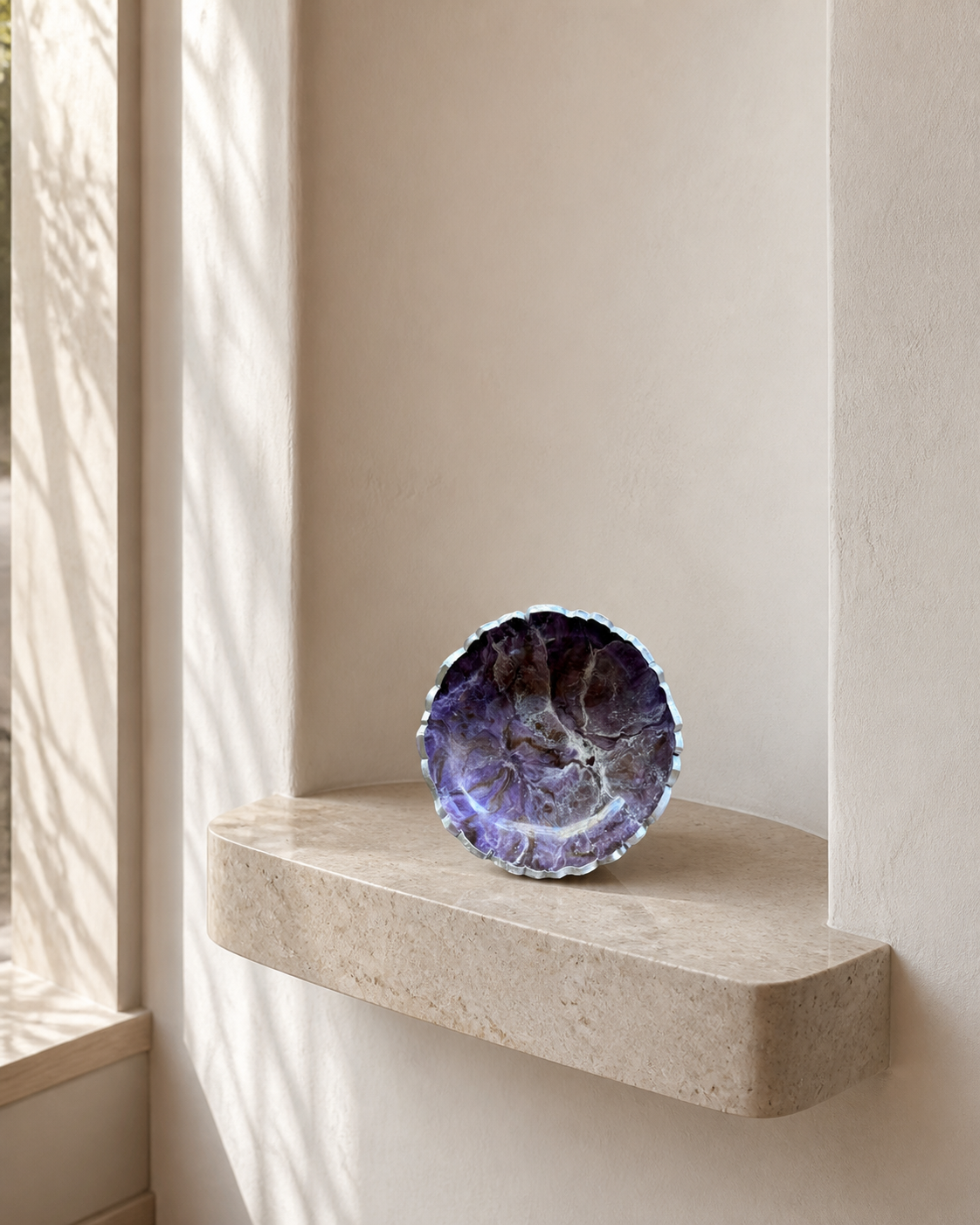 Small Purple and Brown bowl, 8x2" geode design epoxy resin