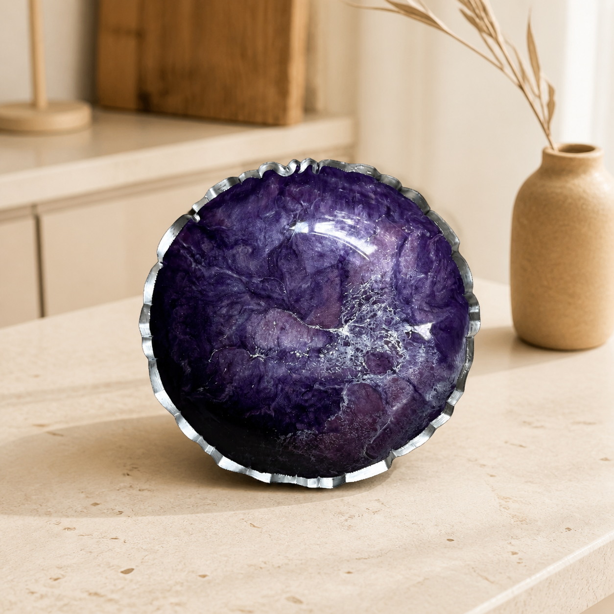 Small Purple bowl, 8x2" geode design epoxy resin