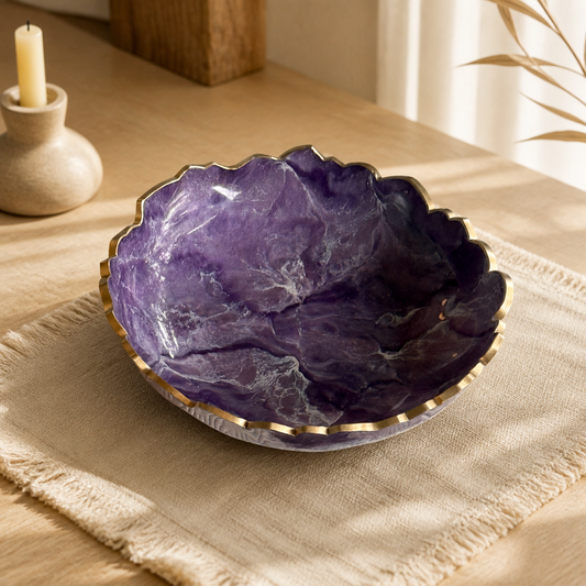 Small Purple bowl, 8x2" geode design epoxy resin