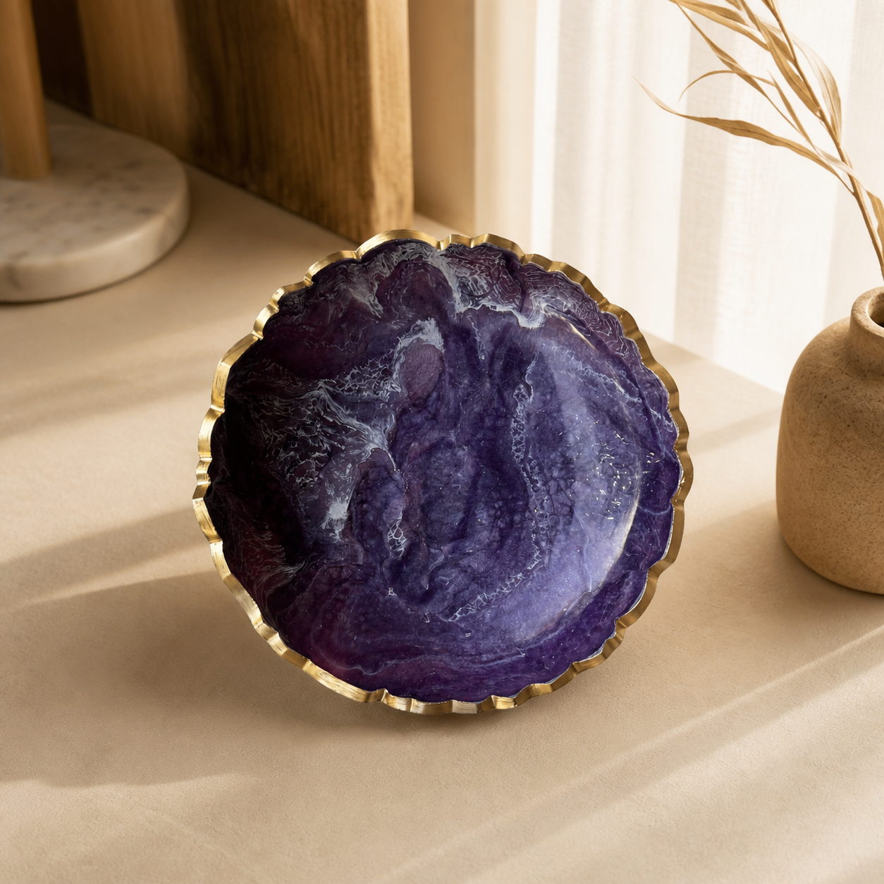 Small Purple bowl, 8x2" geode design epoxy resin