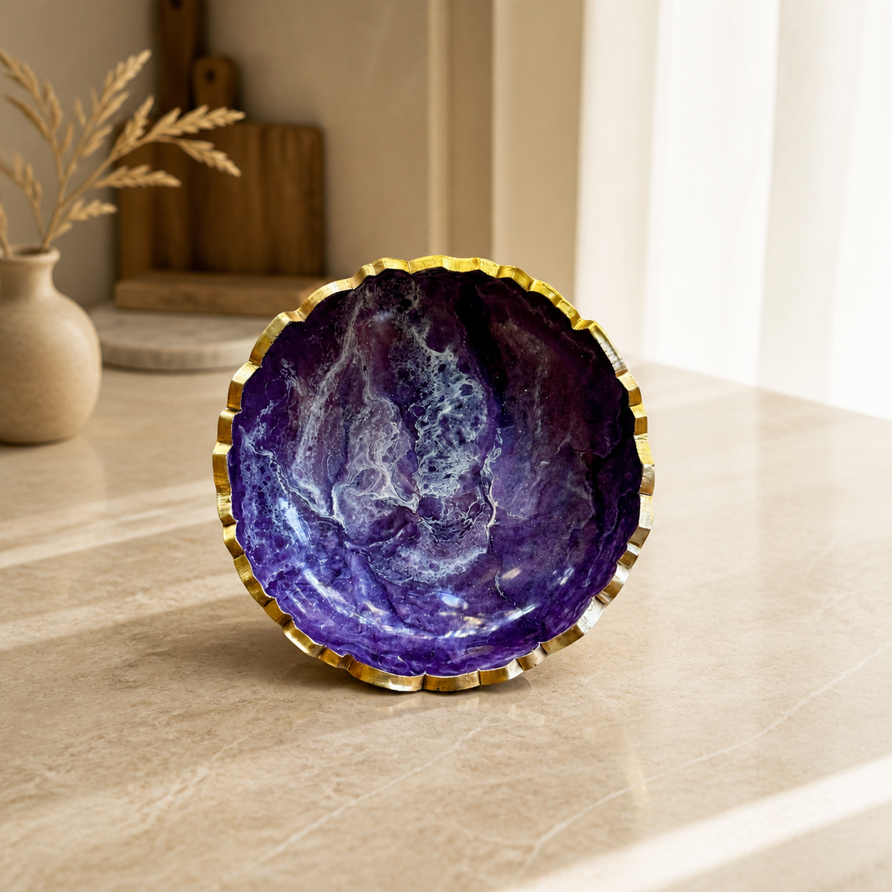 Small Purple bowl, 8x2" geode design epoxy resin