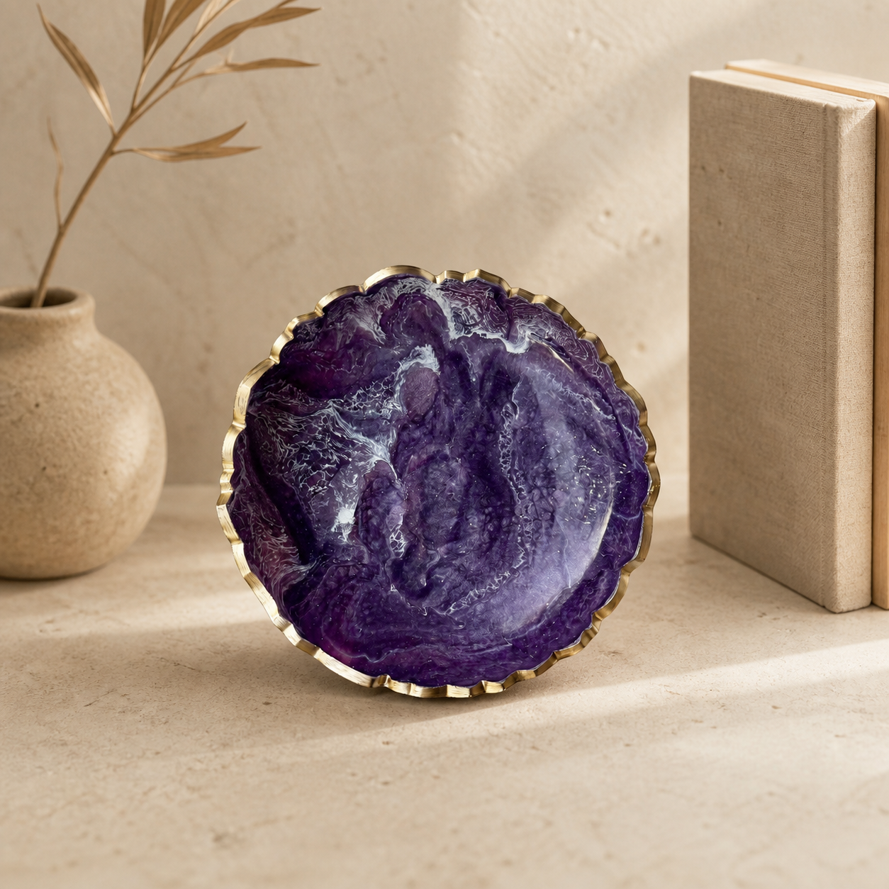 Small Purple bowl, 8x2" geode design epoxy resin