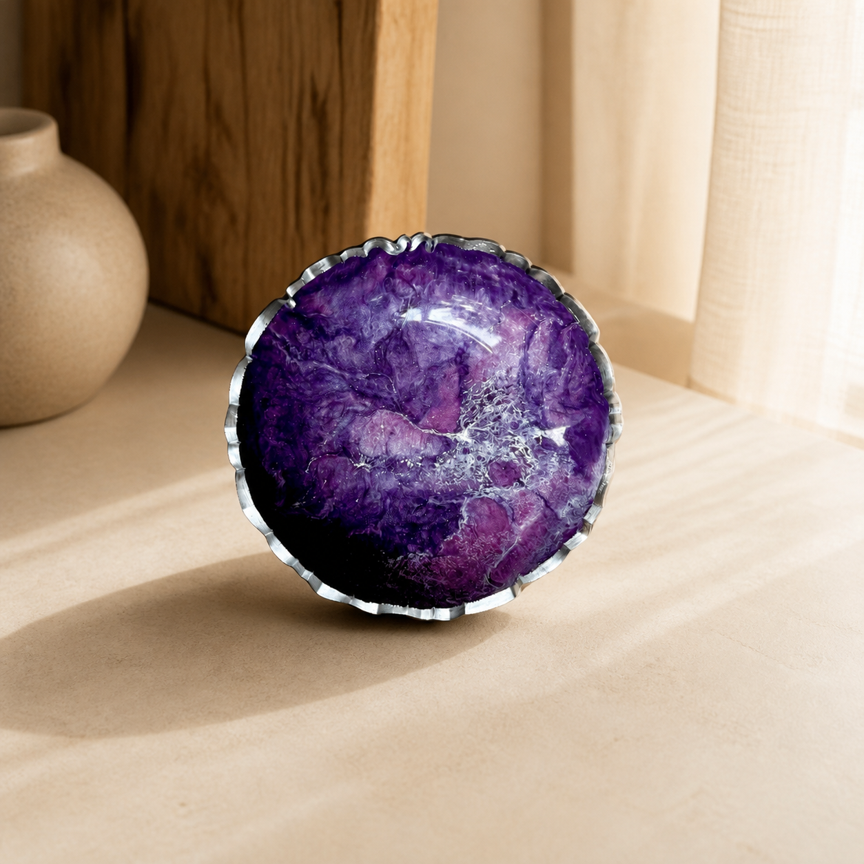 Small Purple bowl, 8x2" geode design epoxy resin