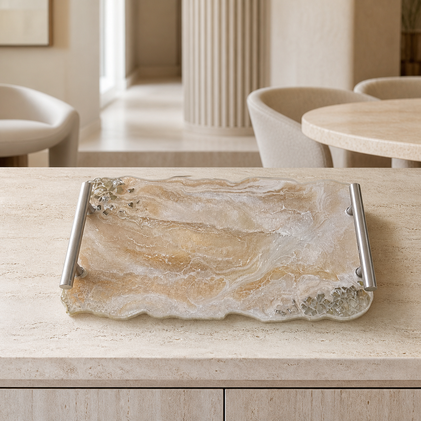Cream tray handmade epoxy resin geode design