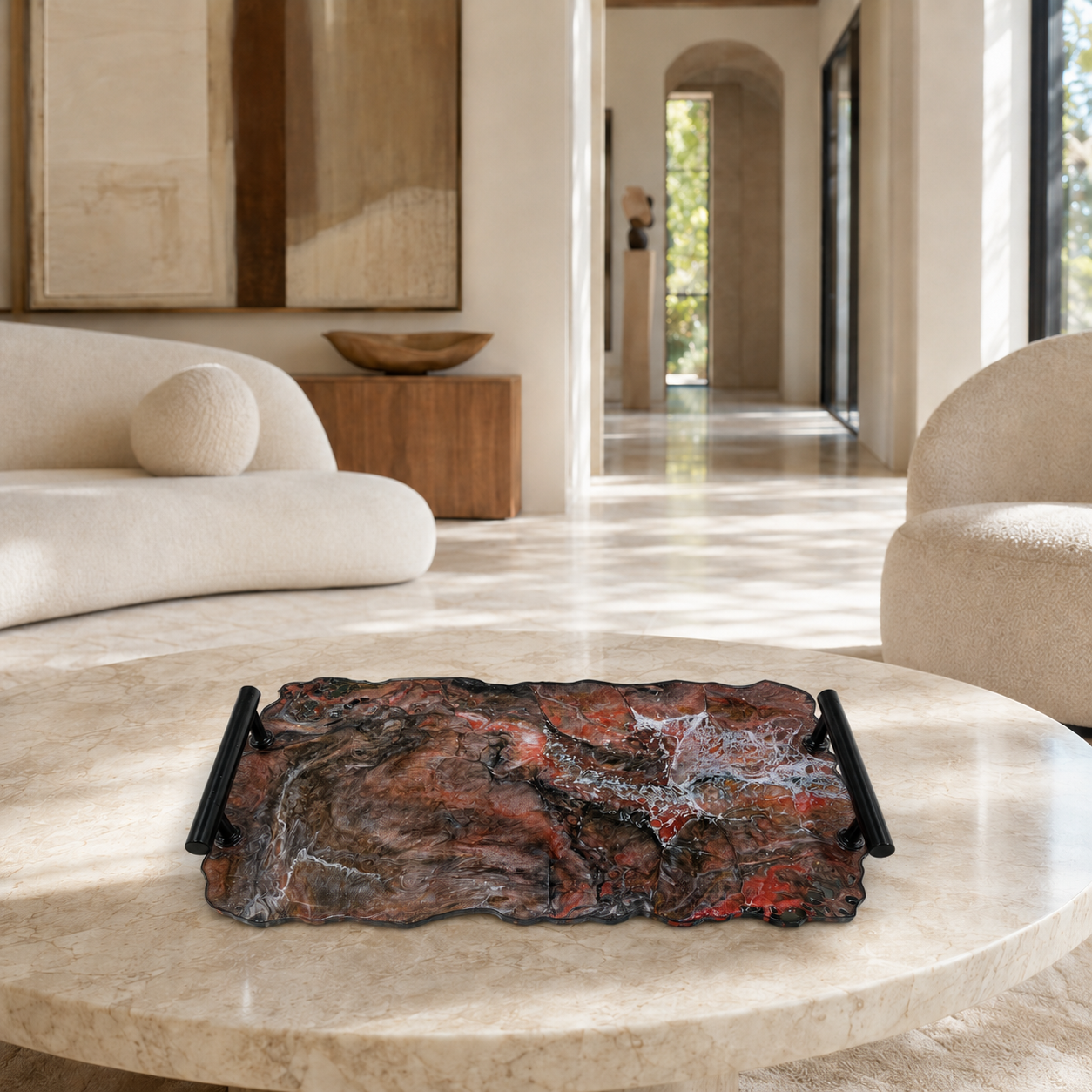 Black, Bronze and Copper tray handmade epoxy resin geode design