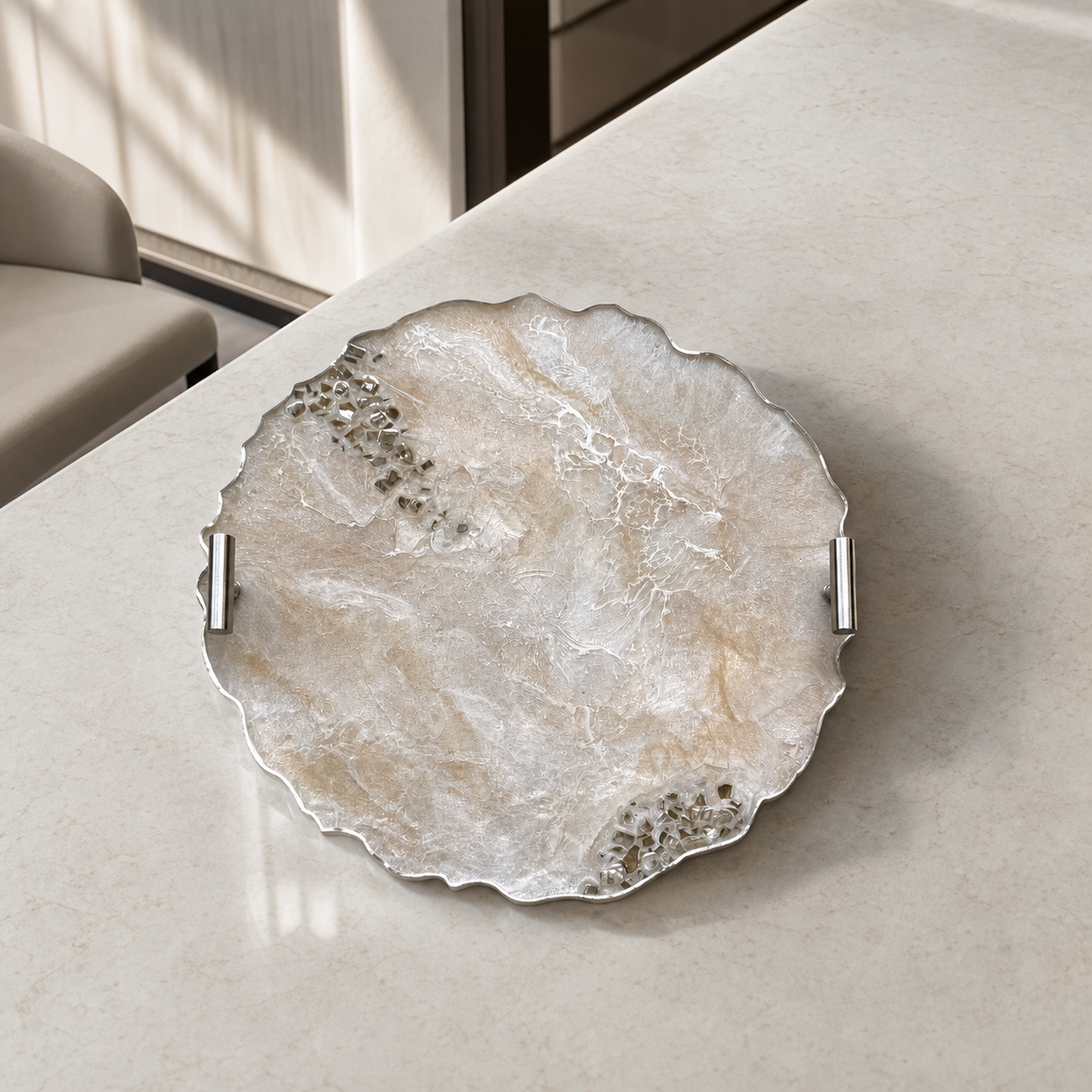 Cream tray handmade epoxy resin geode design