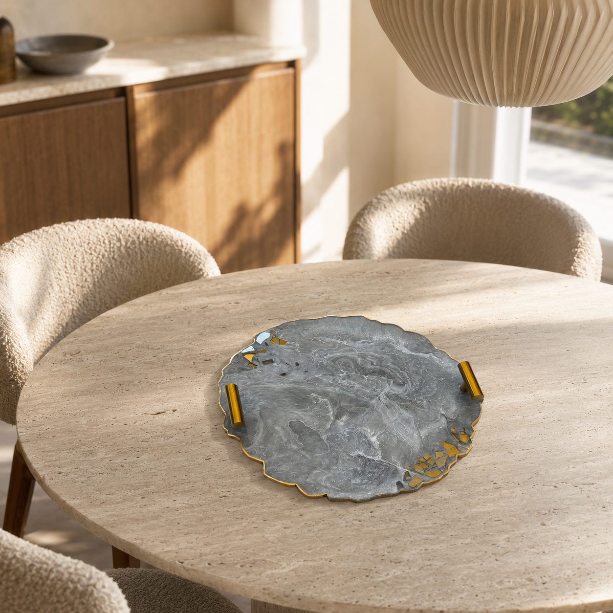 Silver and Grey tray handmade epoxy resin geode design