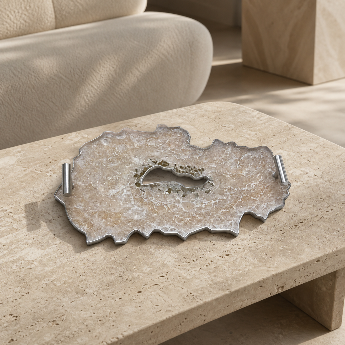 Cream tray handmade epoxy resin geode design