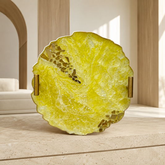 Yellow tray handmade epoxy resin geode design