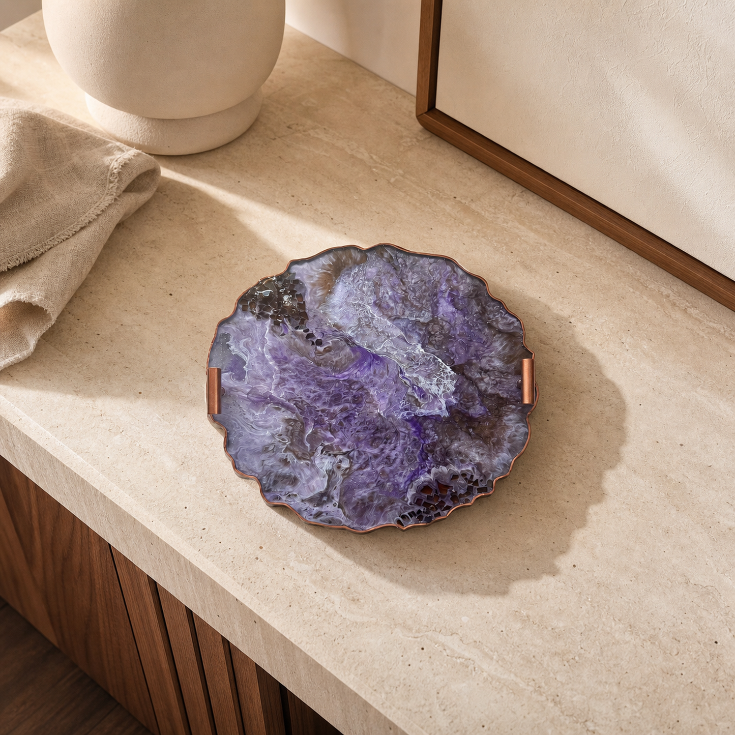 Purple and Brown tray handmade epoxy resin geode design