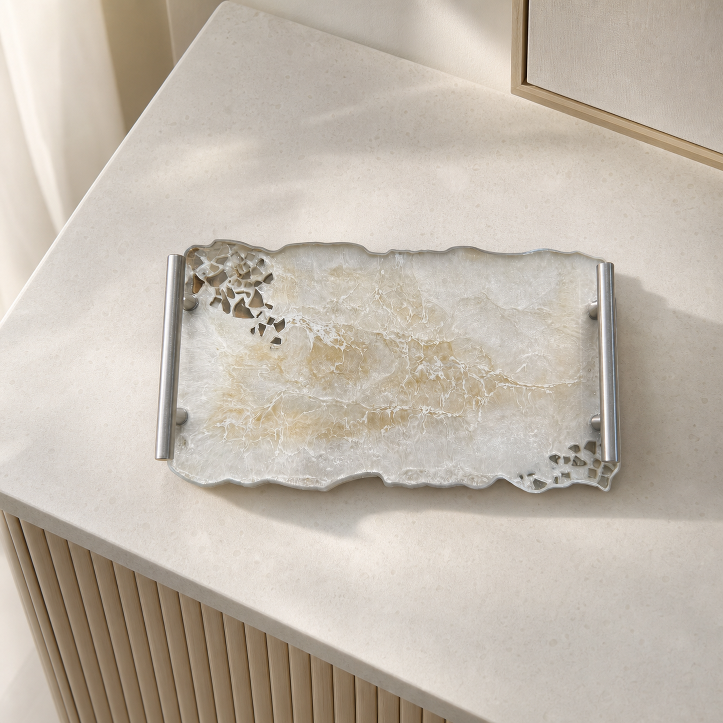 Cream tray handmade epoxy resin geode design