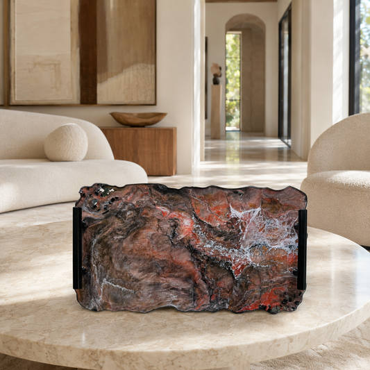 Black, Bronze and Copper tray handmade epoxy resin geode design