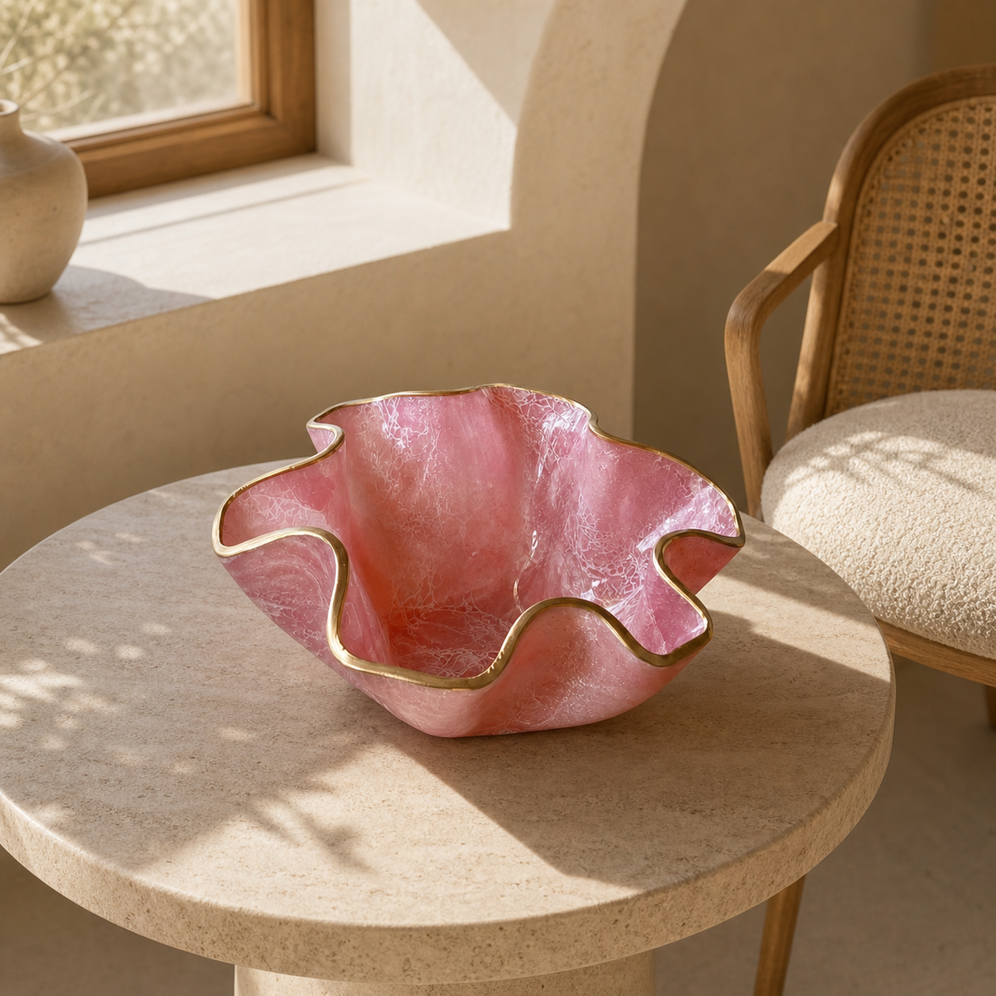 Small Light Pink bowl, 8x3" geode design epoxy resin