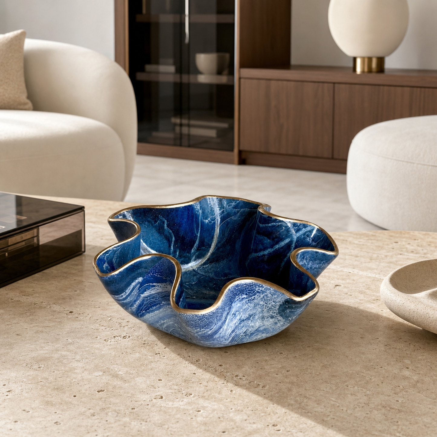 Small Blue bowl, 8x3" geode design epoxy resin