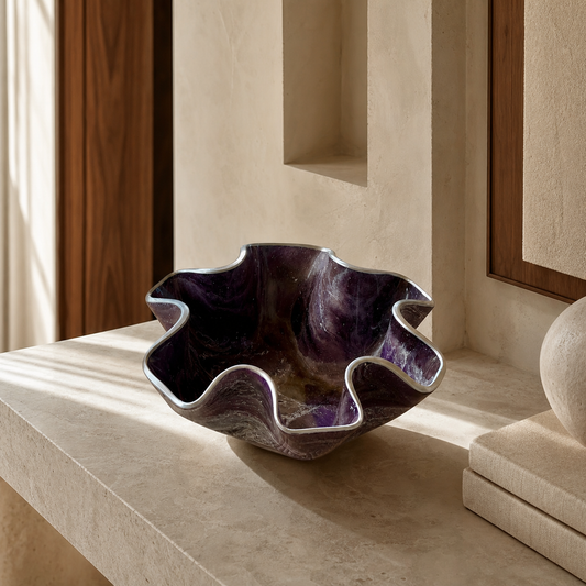 Small Purple and Brown bowl, 8x3" geode design epoxy resin