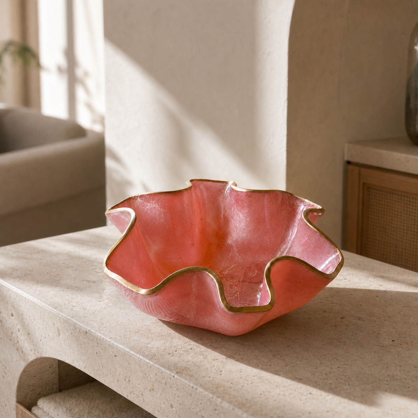 Small Light Pink bowl, 8x3" geode design epoxy resin