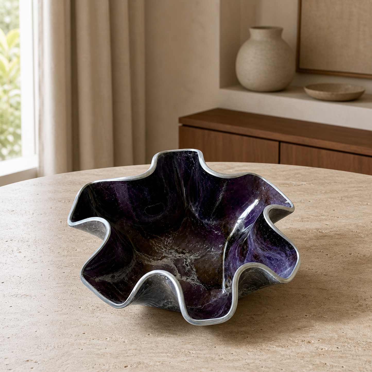 Small Purple and Brown bowl, 8x3" geode design epoxy resin