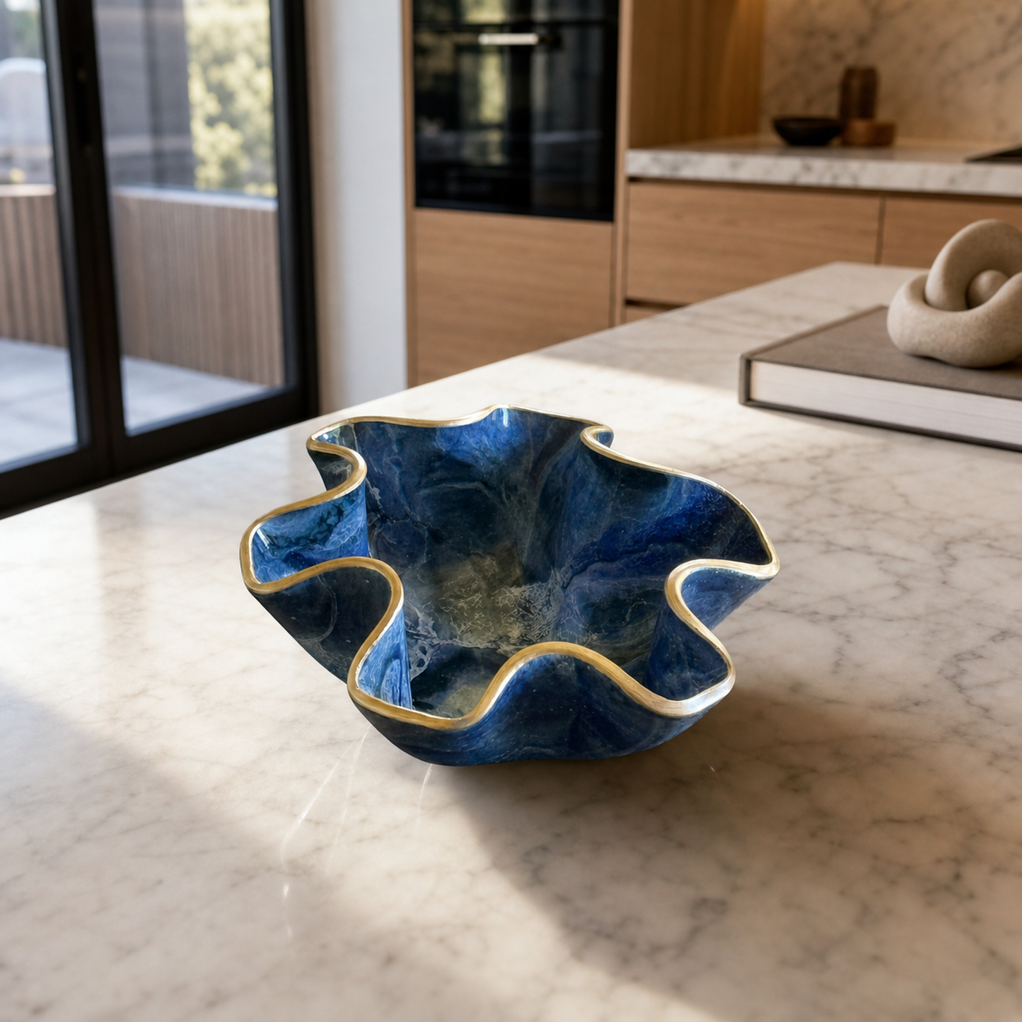 Small Blue bowl, 8x3" geode design epoxy resin