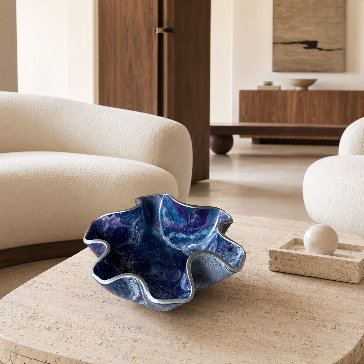 Small Purple and Blue bowl, 8x3" geode design epoxy resin