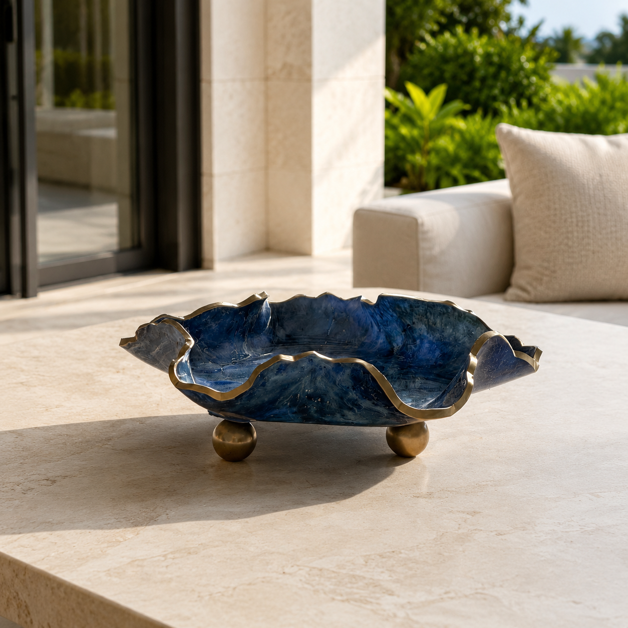 8" Blue Geode Design Epoxy Resin Catchall Bowl with Feet