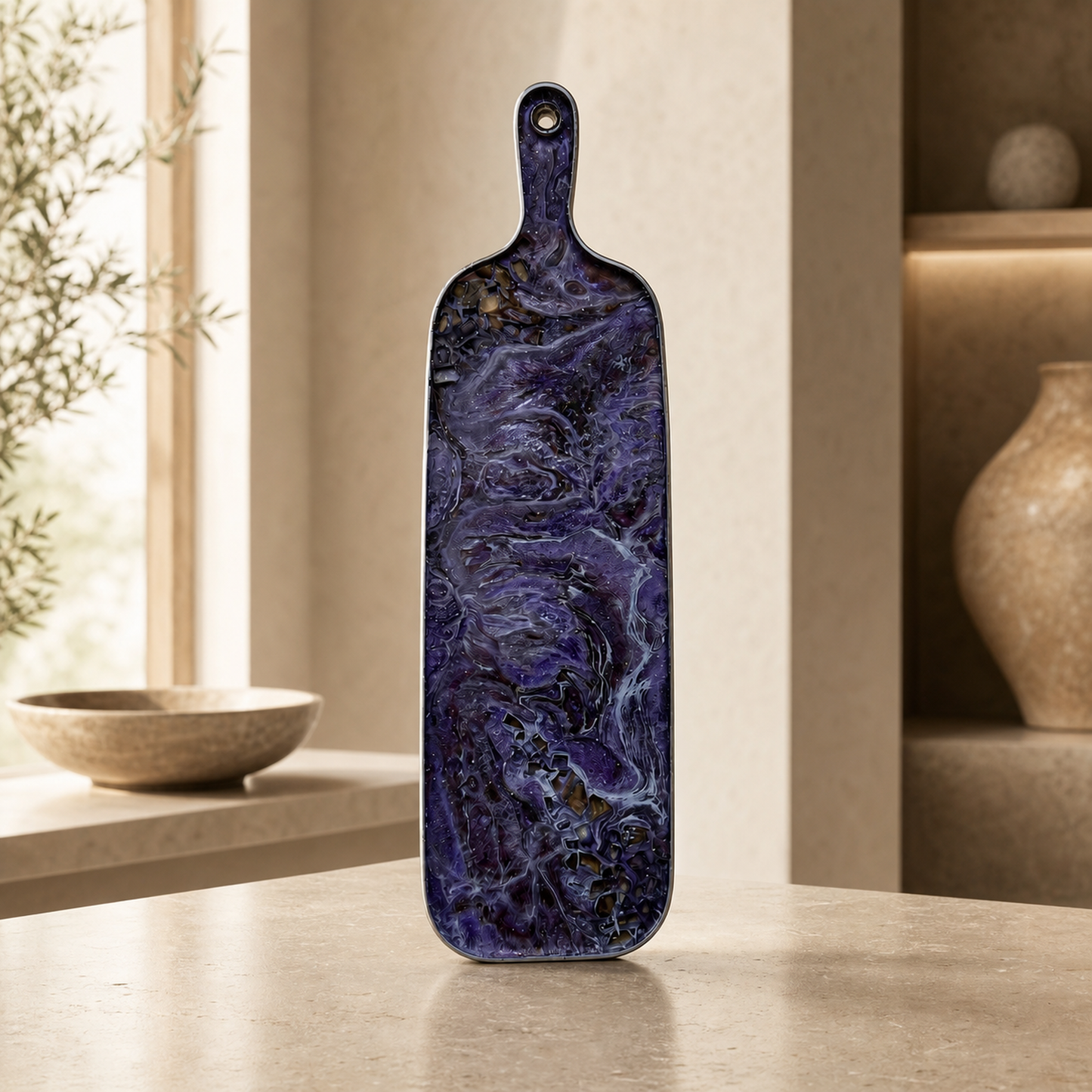 Purple and Brown Cheese board, 3 sizes handmade epoxy resin geode design