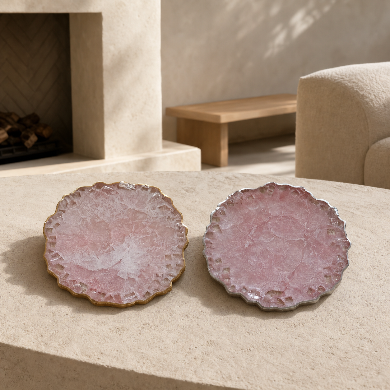 Light Pink Geode Design Coasters epoxy resin