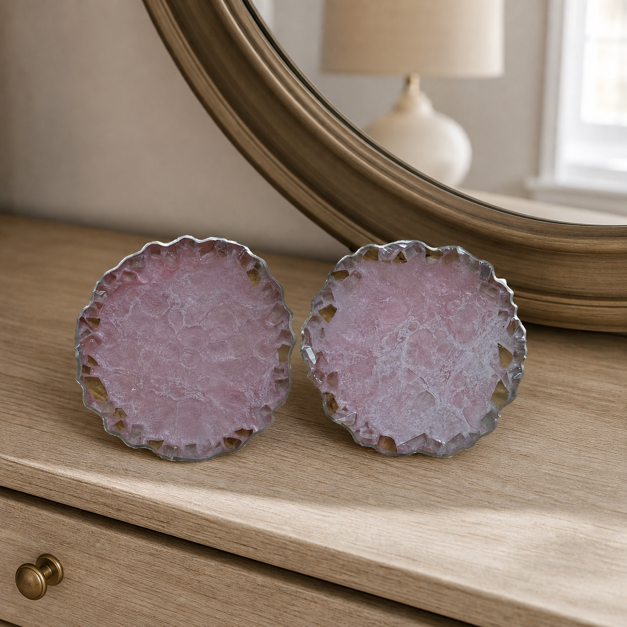 Light Pink Geode Design Coasters epoxy resin