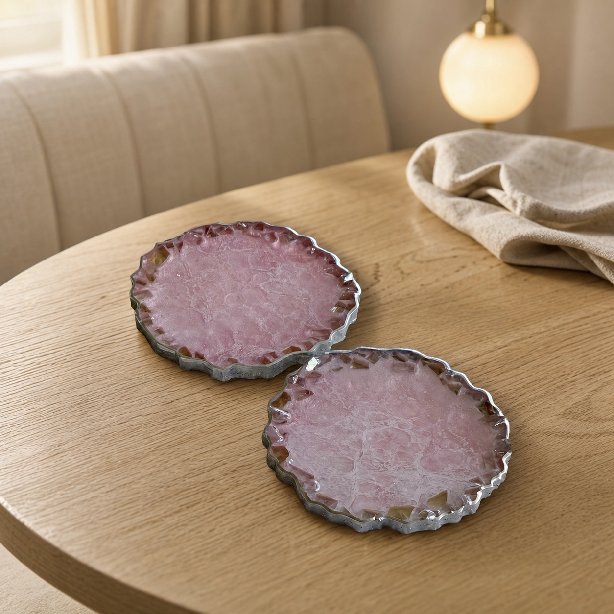 Light Pink Geode Design Coasters epoxy resin