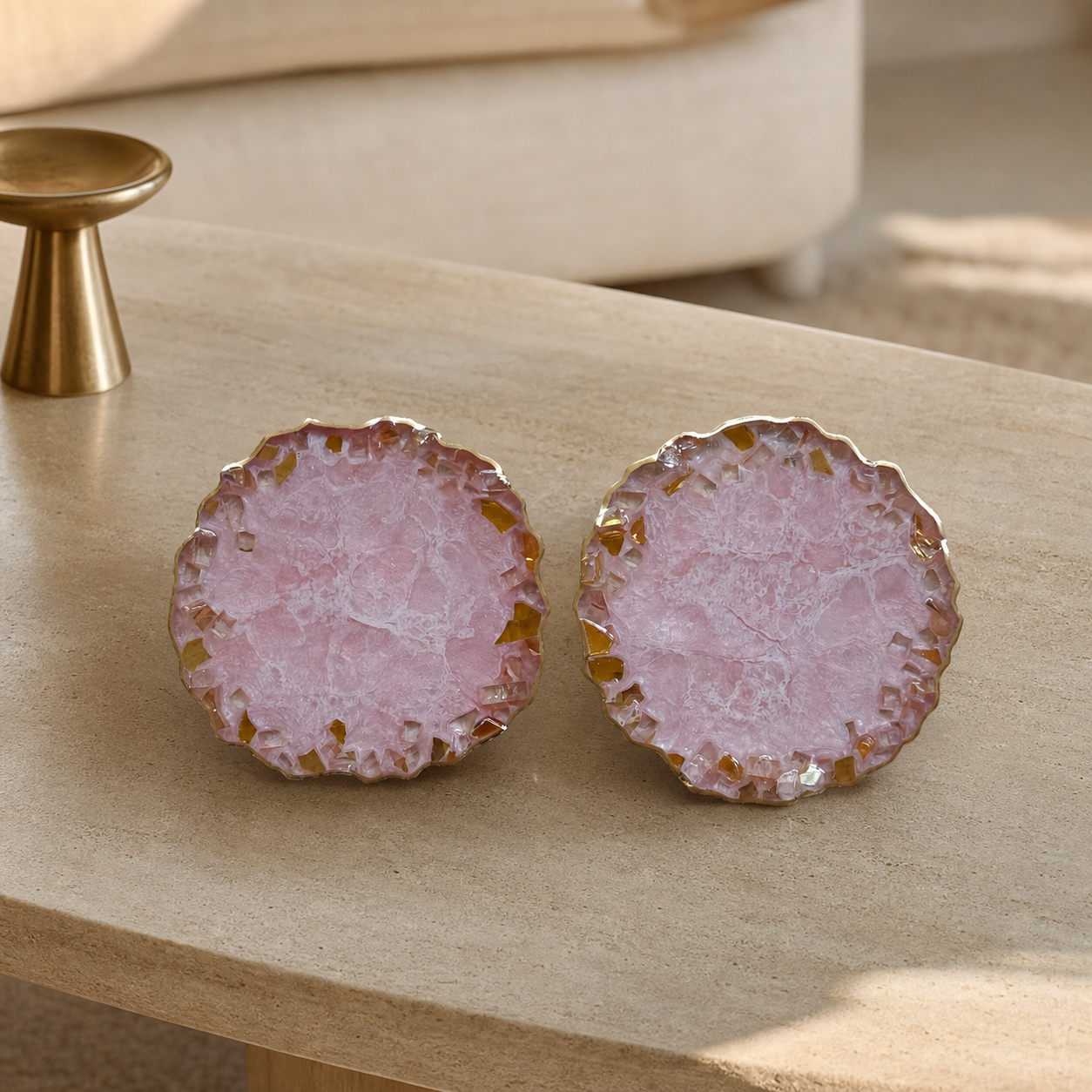 Light Pink Geode Design Coasters epoxy resin
