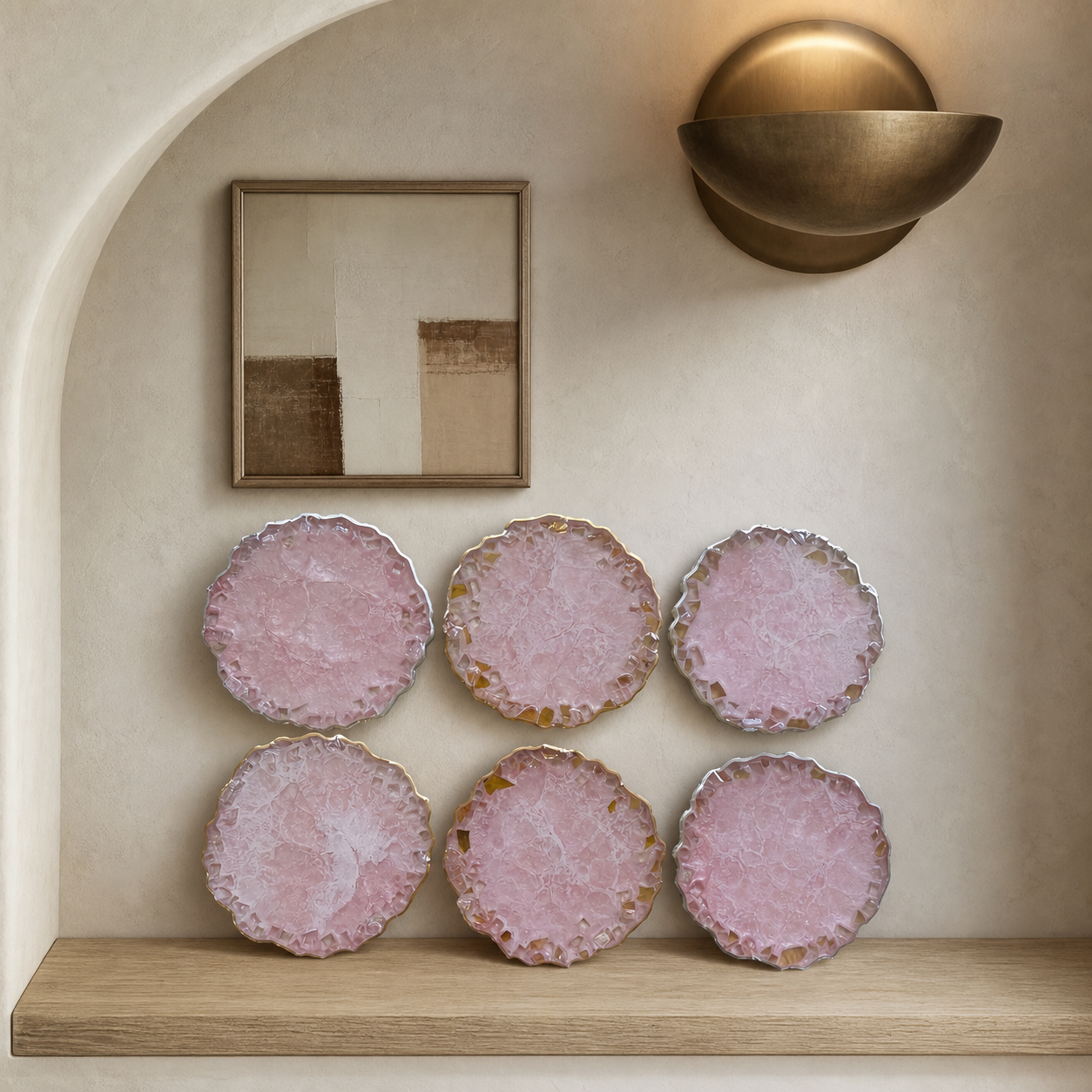Light Pink Geode Design Coasters epoxy resin