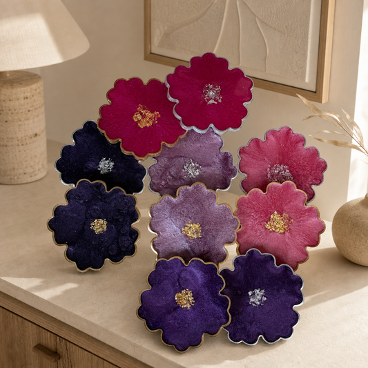 Purple or Pink Flower Coaster epoxy resin