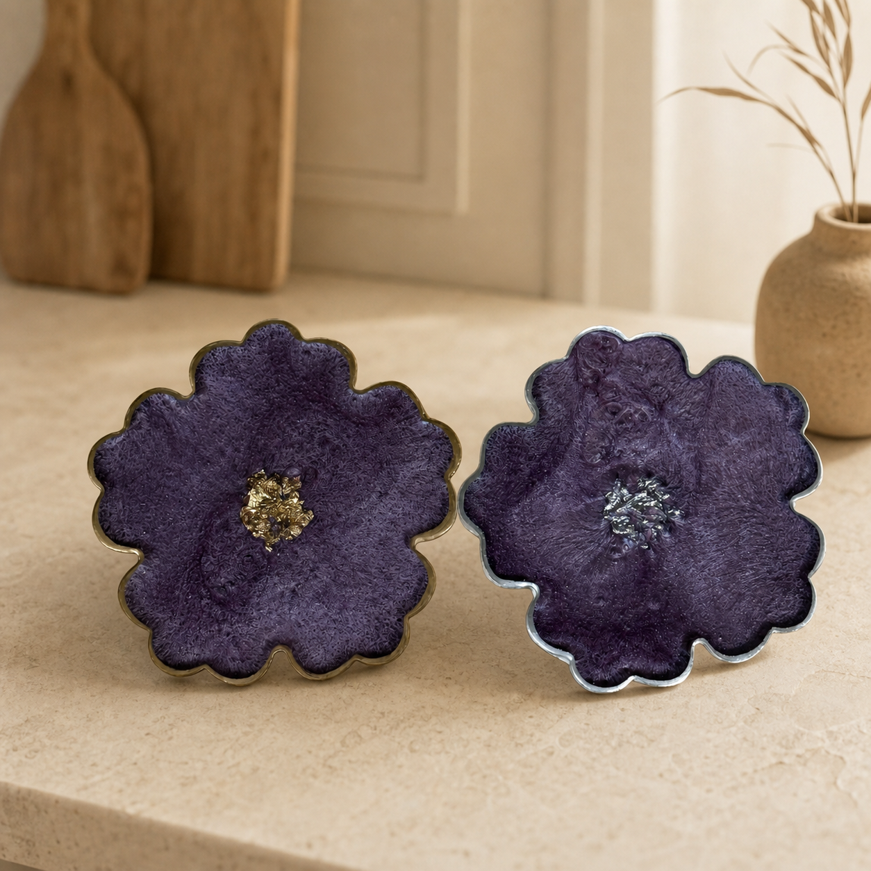 Purple or Pink Flower Coaster epoxy resin