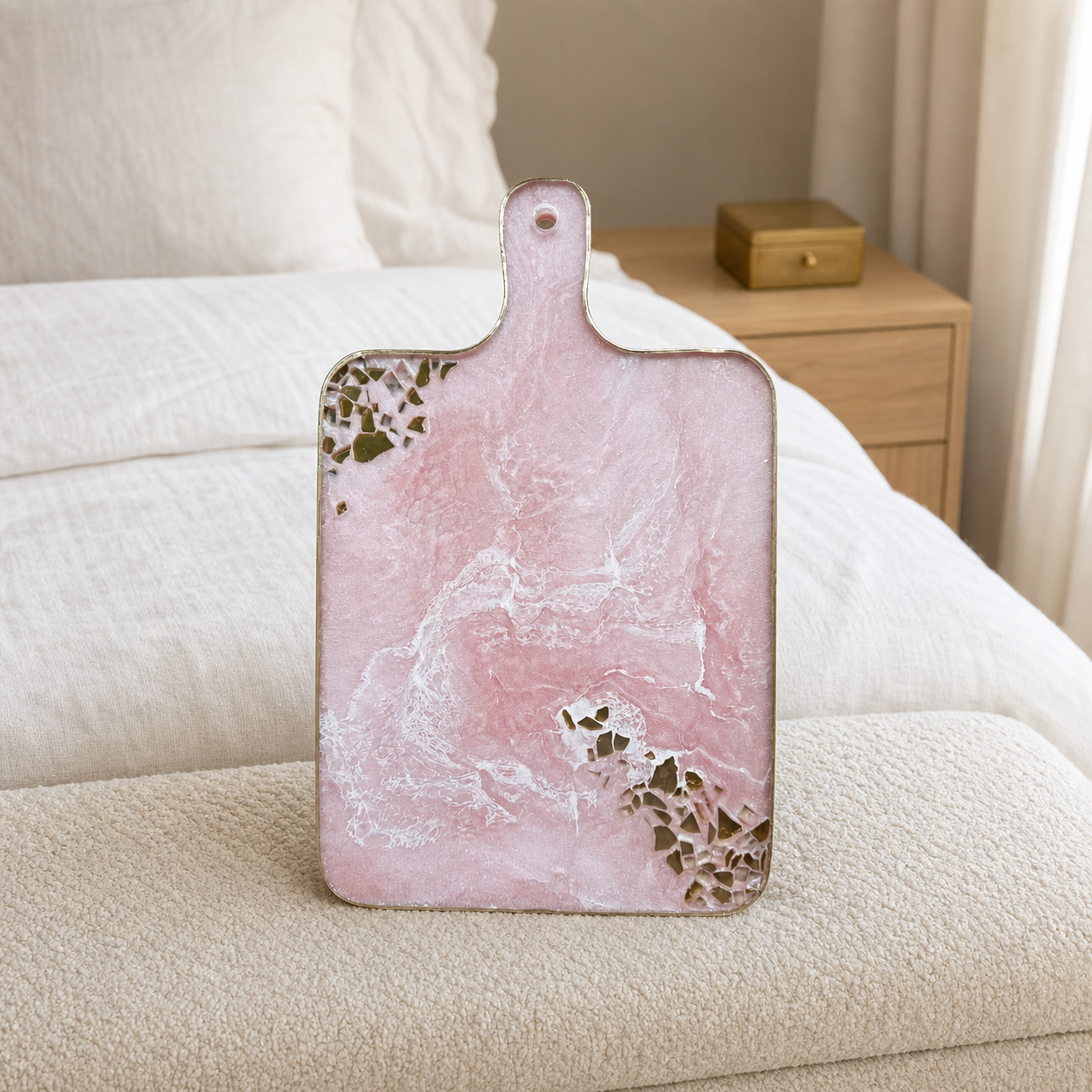 Light Pink Cheese board, 3 sizes handmade epoxy resin geode design