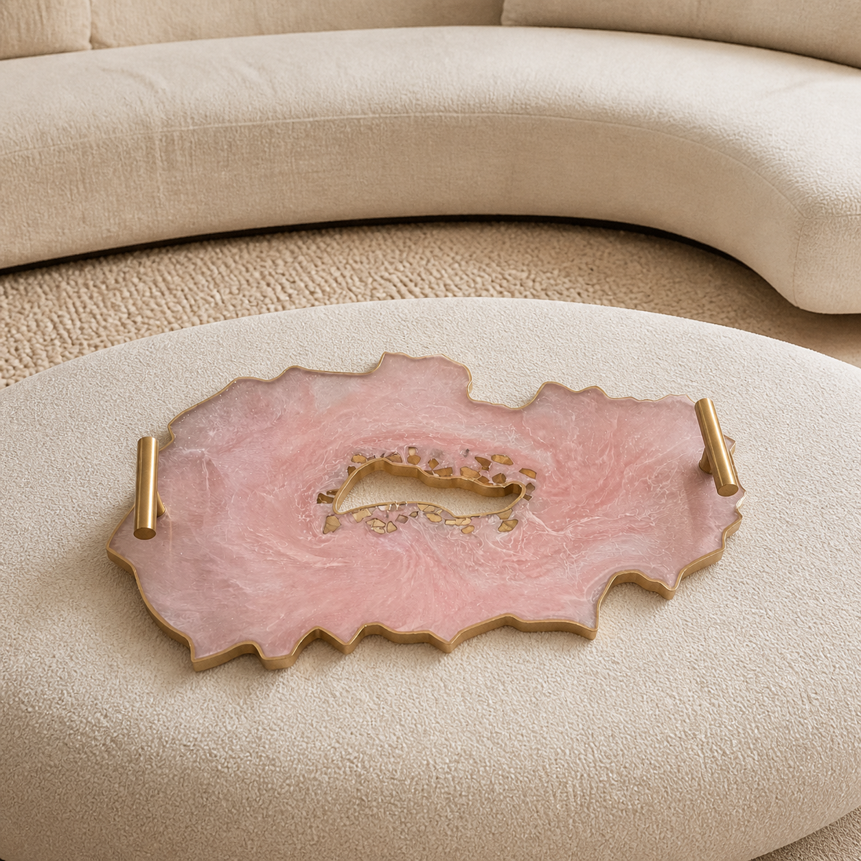 Light Pink tray handmade epoxy resin geode design